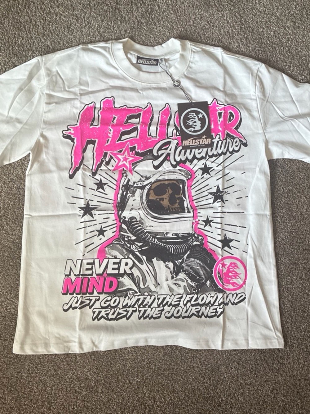 Hellstar Adventure Graphic Tee - White with Pink Accents